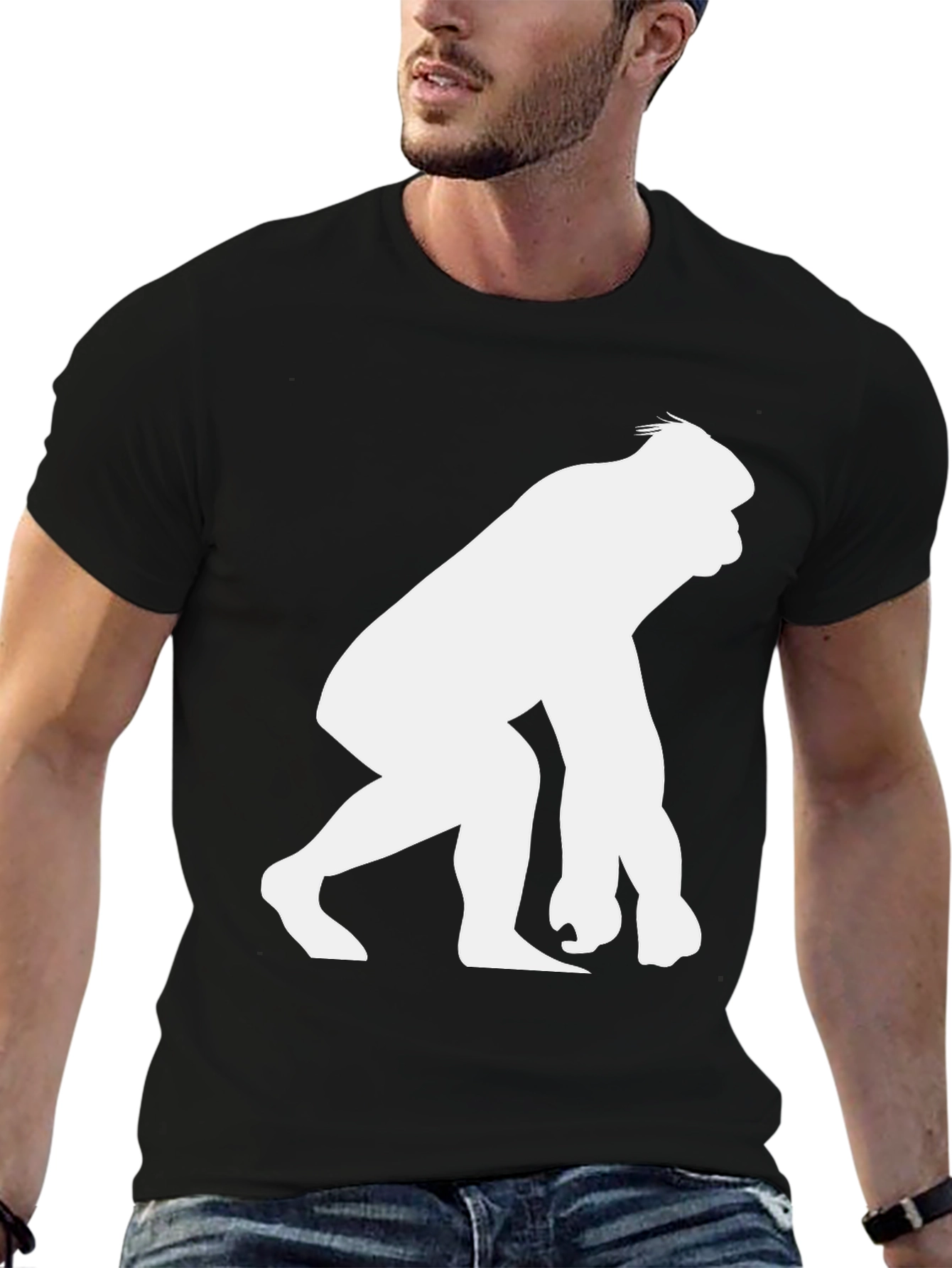 Gorilla Silhouette Graphic T-Shirt - Black