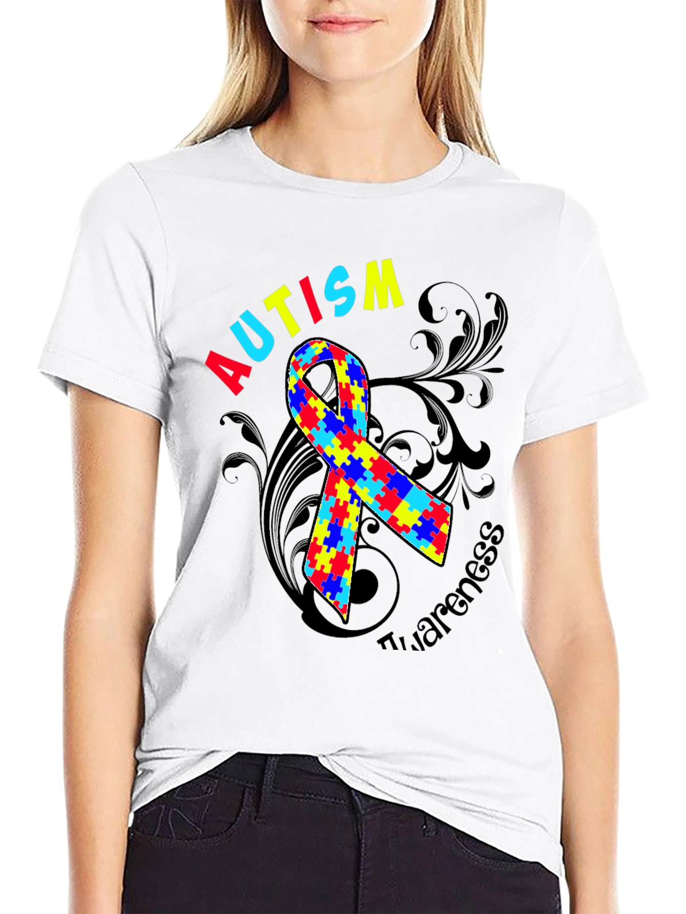 Autism Awareness Ribbon Graphic Tee