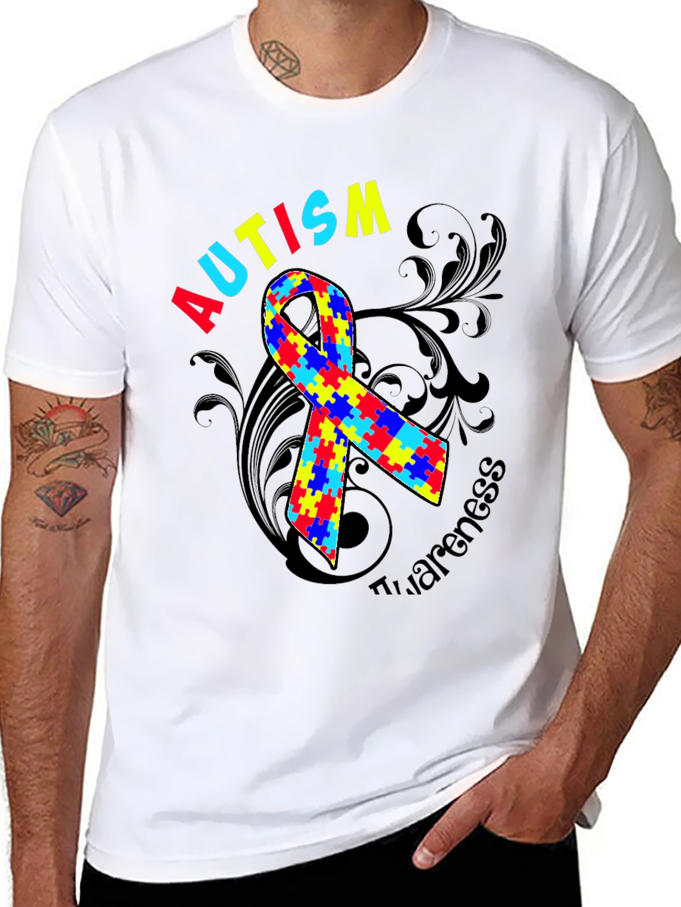 Autism Awareness Ribbon Graphic Tee