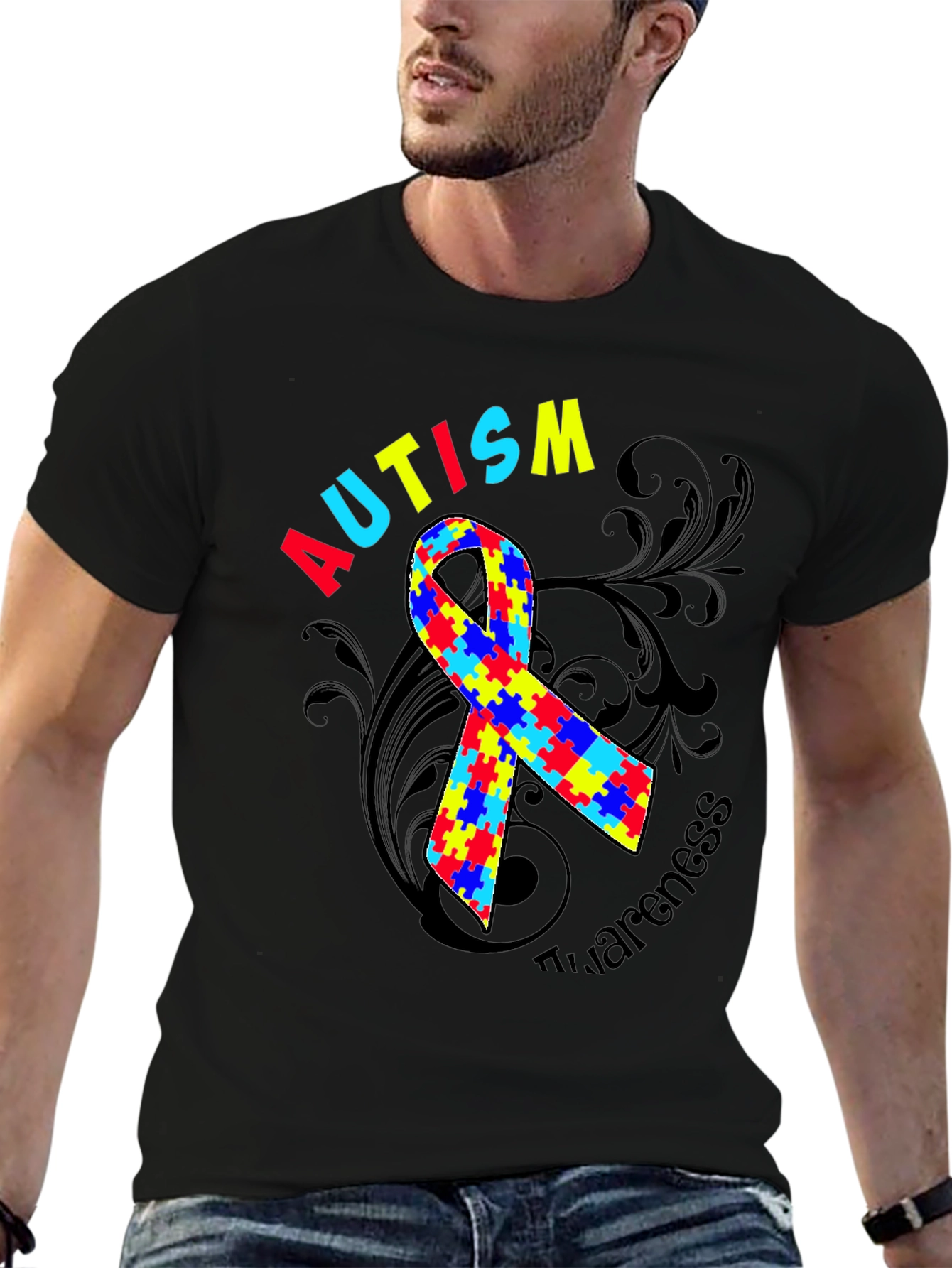 Autism Awareness Ribbon Graphic Tee