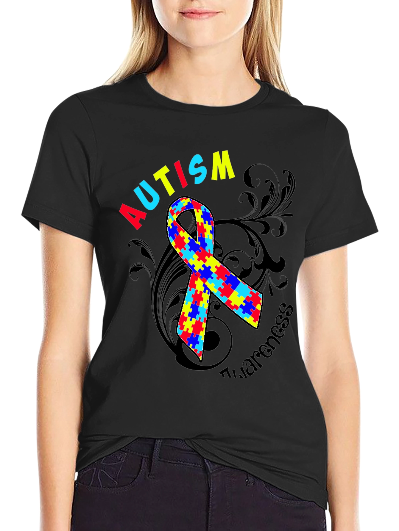 Autism Awareness Ribbon Graphic Tee