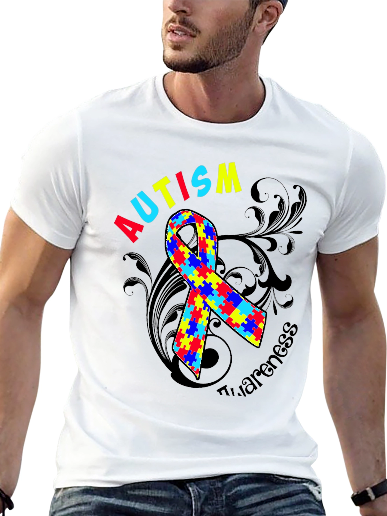 Autism Awareness Ribbon Graphic Tee