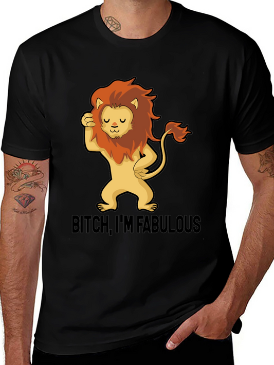 Fabulous Lion Graphic Tee - Stylish Black T-Shirt