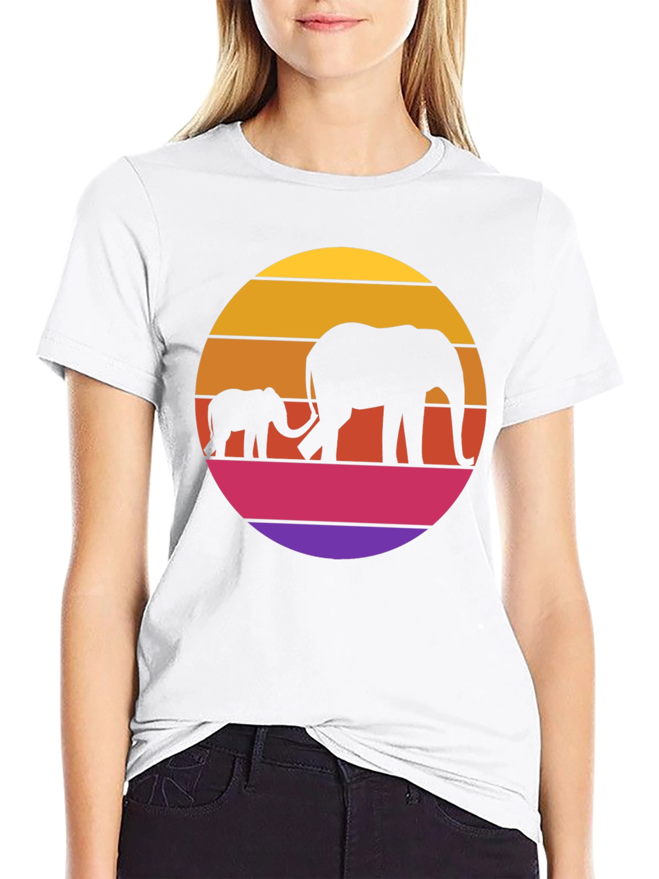 Elephant Sunset Graphic Tee - Black
