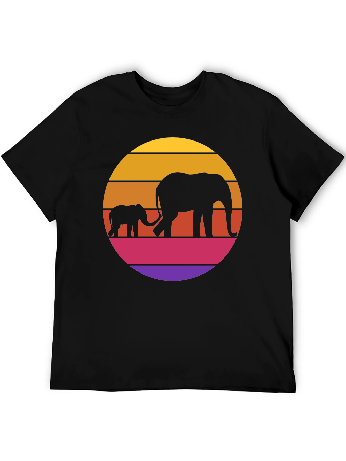 Elephant Sunset Graphic Tee - Black