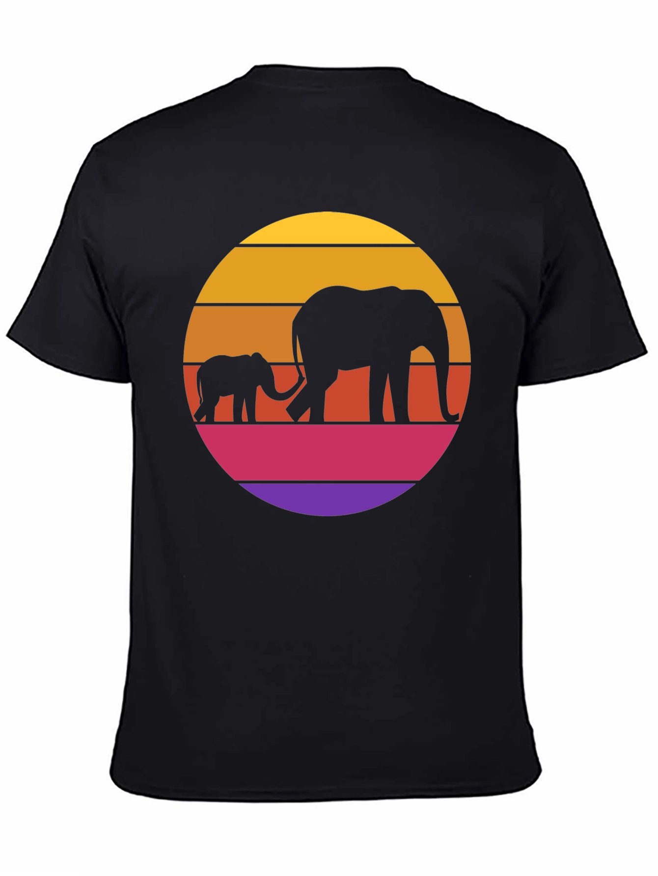 Elephant Sunset Graphic Tee - Black