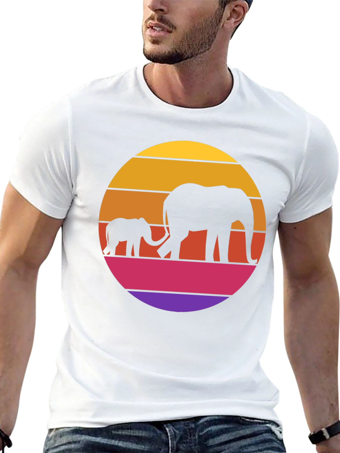 Elephant Sunset Graphic Tee - Black