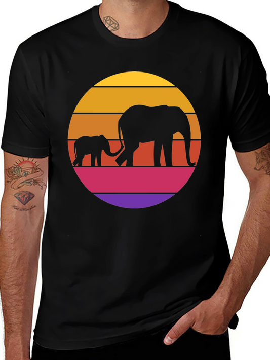 Elephant Sunset Graphic Tee - Black