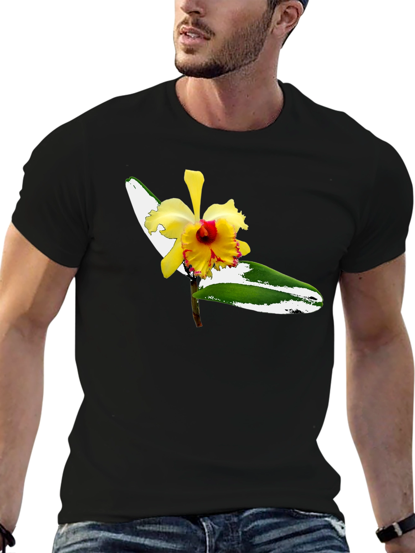 Floral Graphic Tee - Mens Black T-Shirt