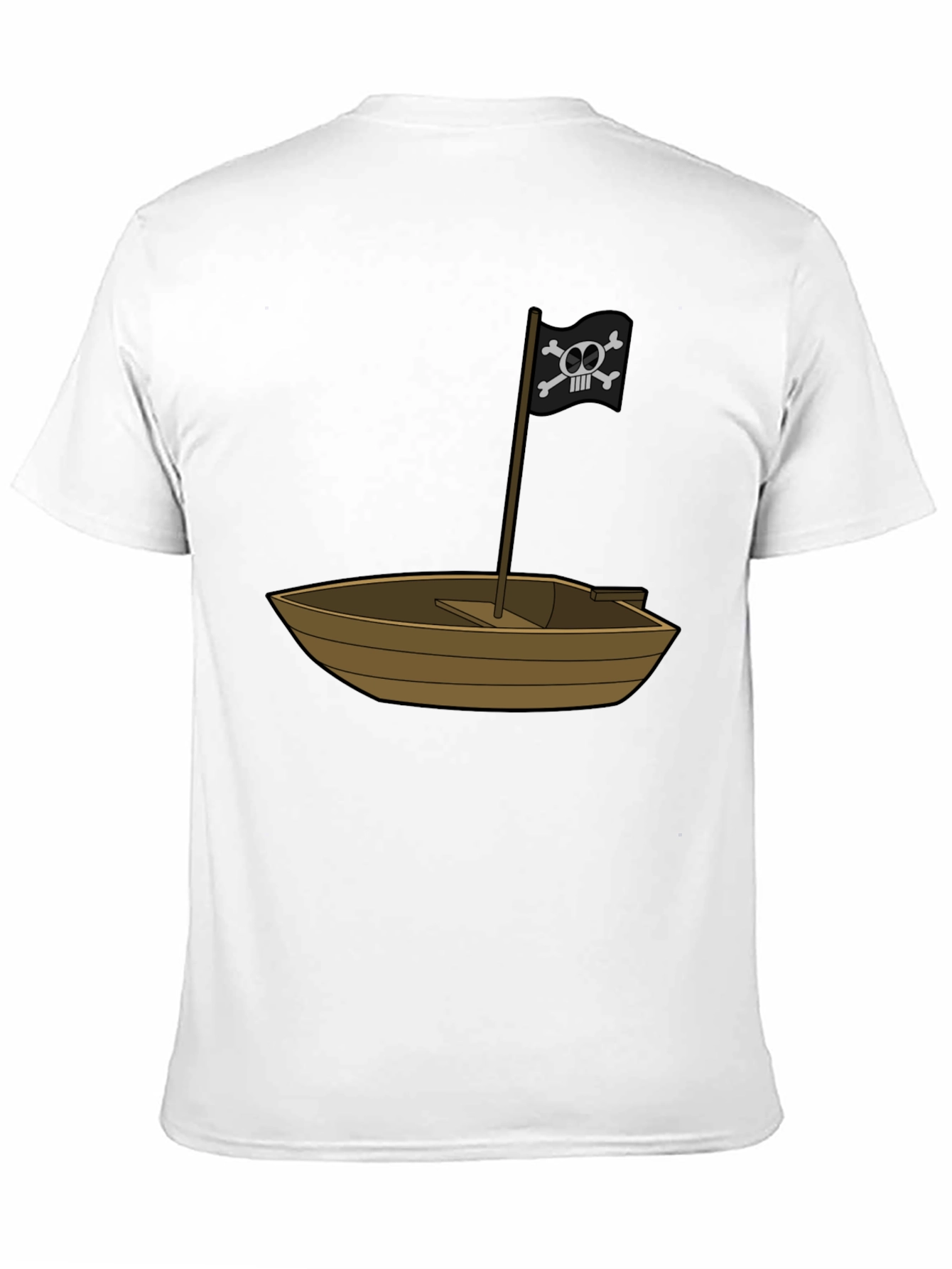 Pirate Ship T-Shirt - Black Cotton Blend Crew Neck