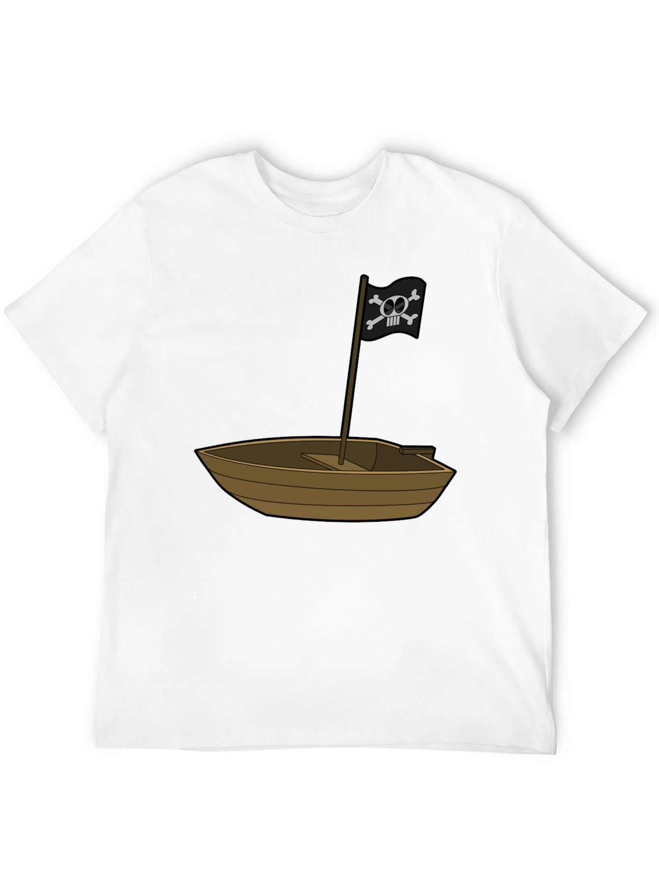 Pirate Ship T-Shirt - Black Cotton Blend Crew Neck