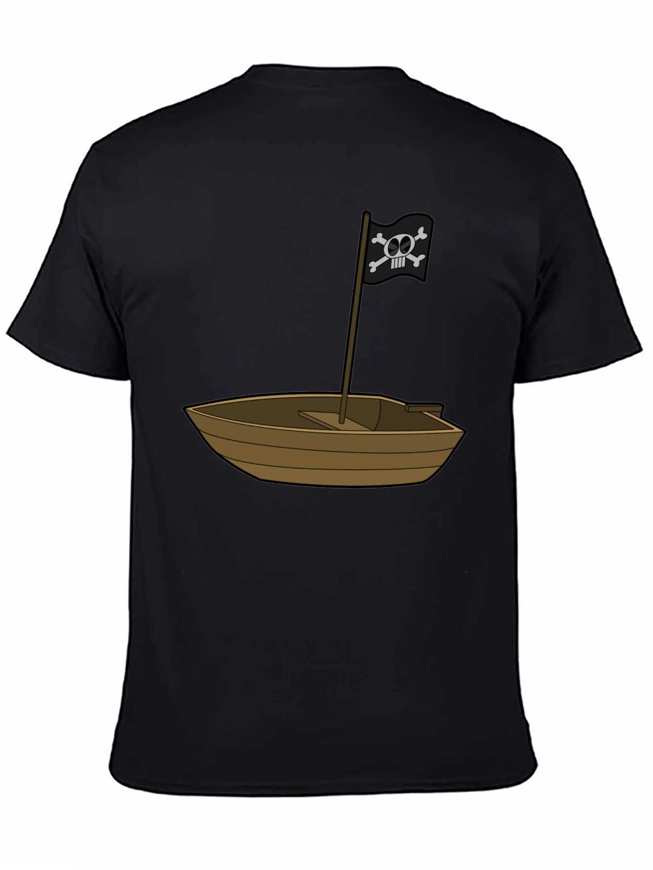 Pirate Ship T-Shirt - Black Cotton Blend Crew Neck