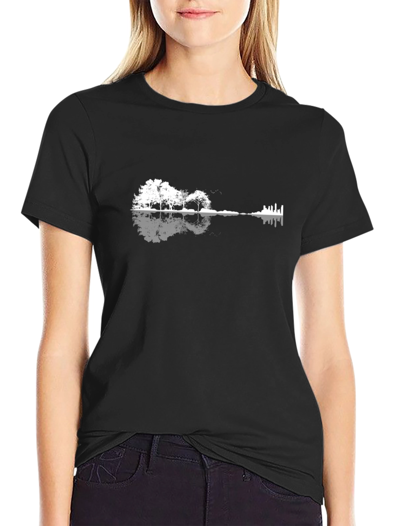 Nature Guitar Graphic Tee - Mens Black T-Shirt