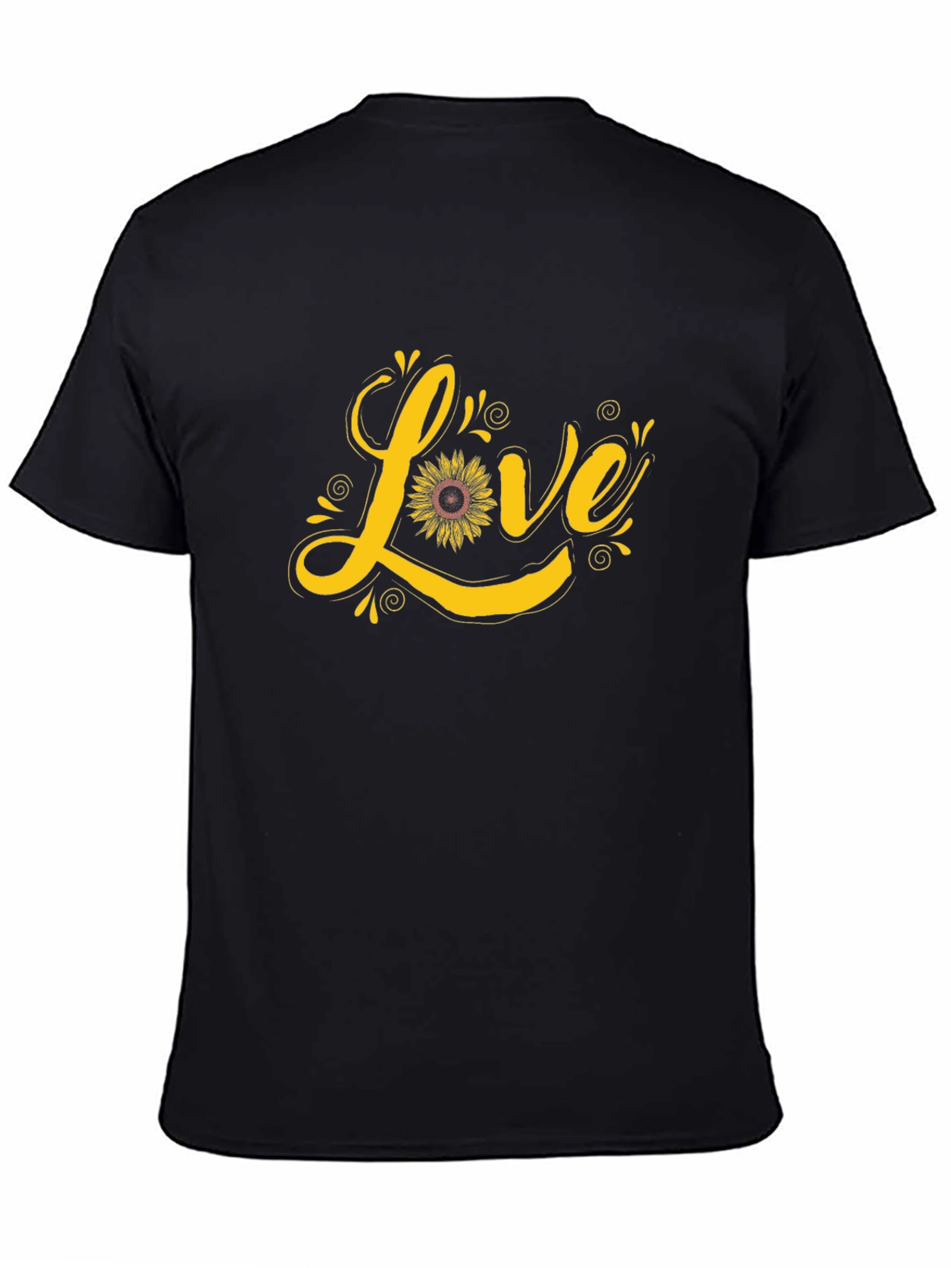 Sunflower Love Graphic Tee - Black Cotton Shirt