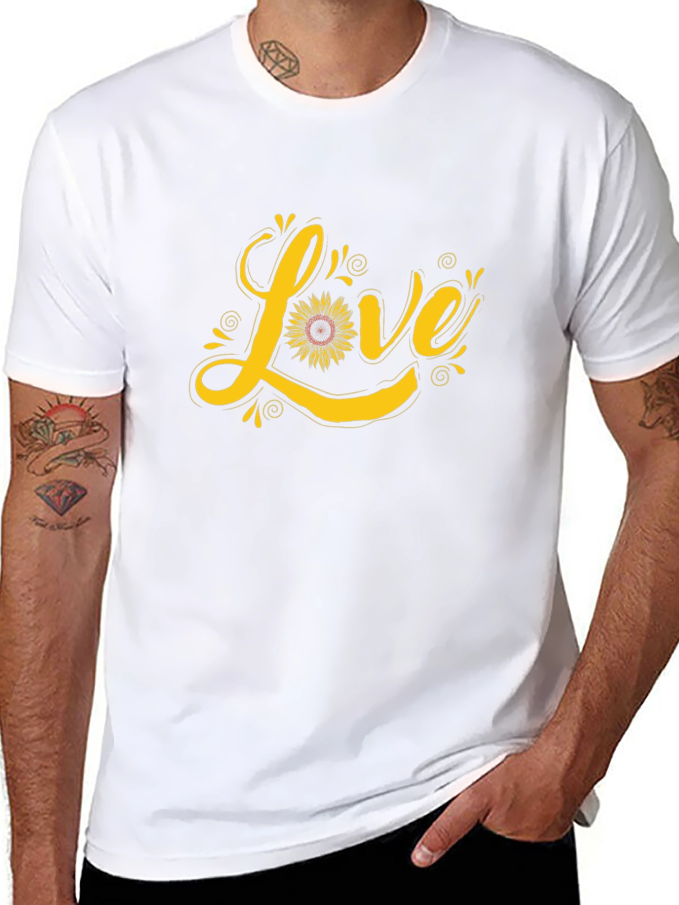 Sunflower Love Graphic Tee - Black Cotton Shirt