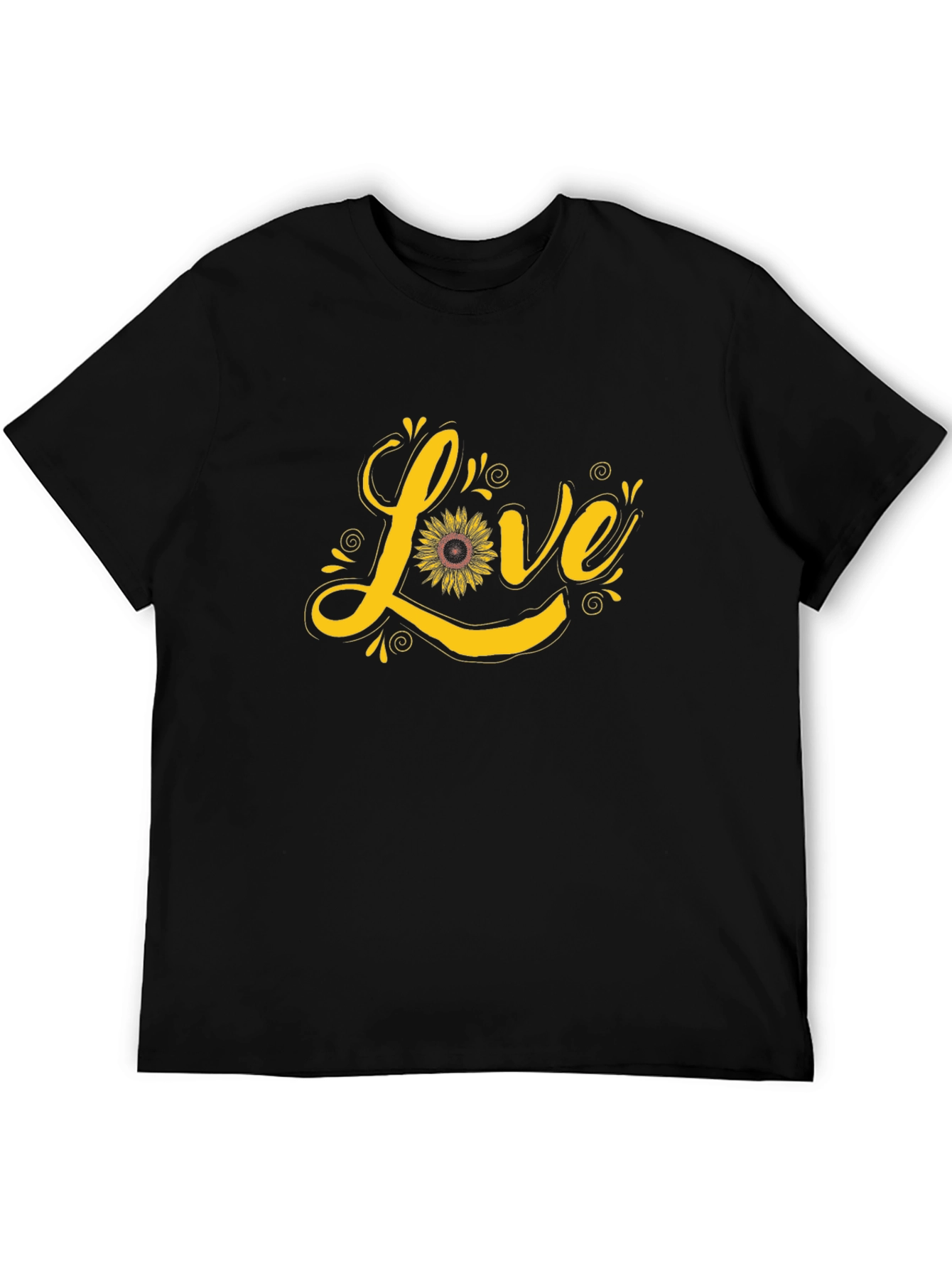 Sunflower Love Graphic Tee - Black Cotton Shirt