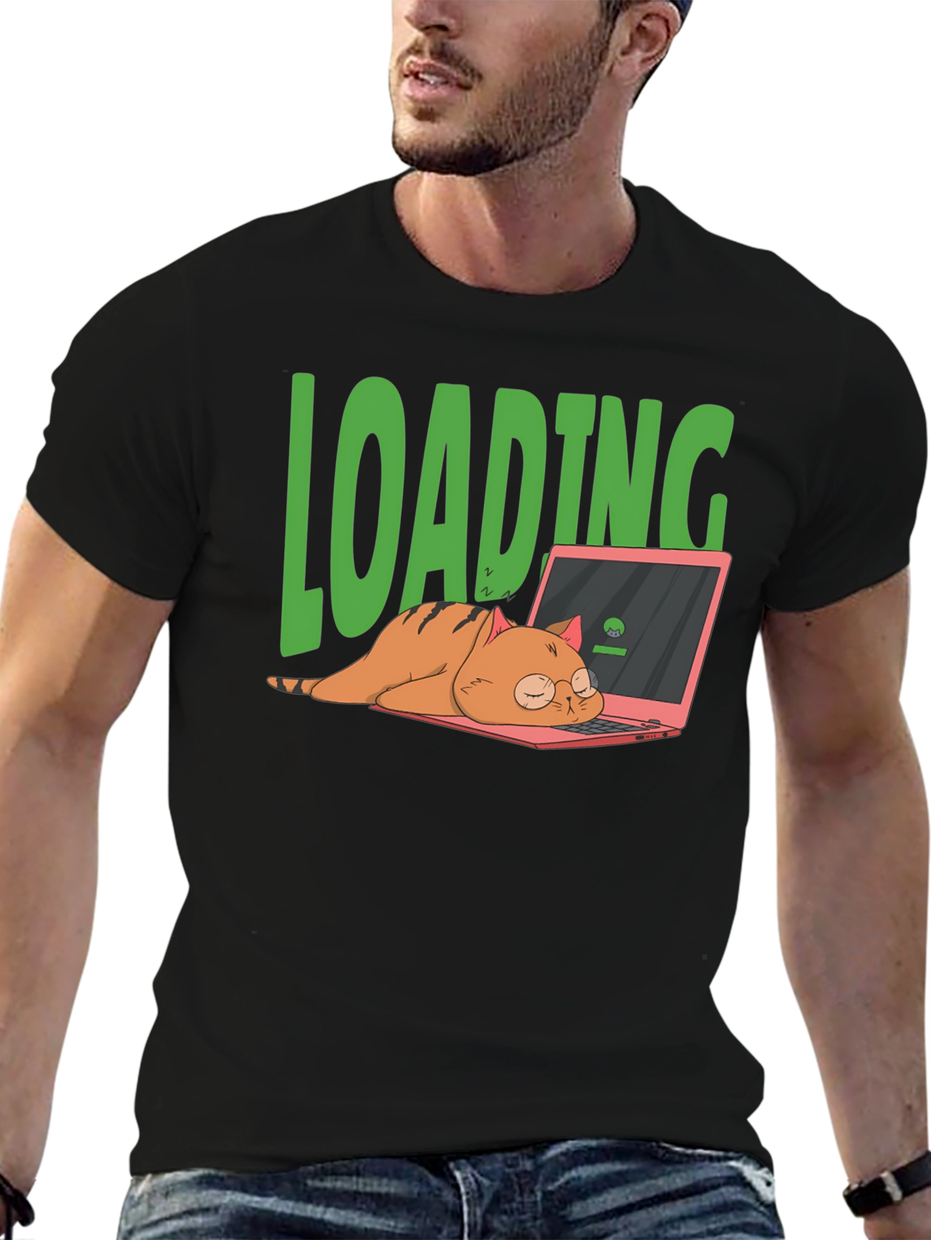 Loading Cat T-Shirt - Funny Computer Lover Tee