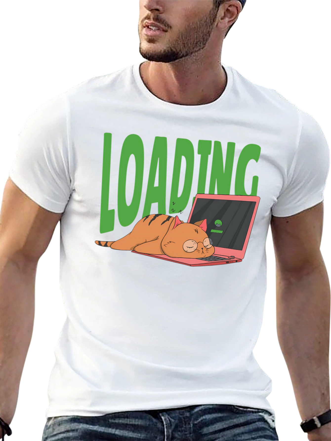 Loading Cat T-Shirt - Funny Computer Lover Tee