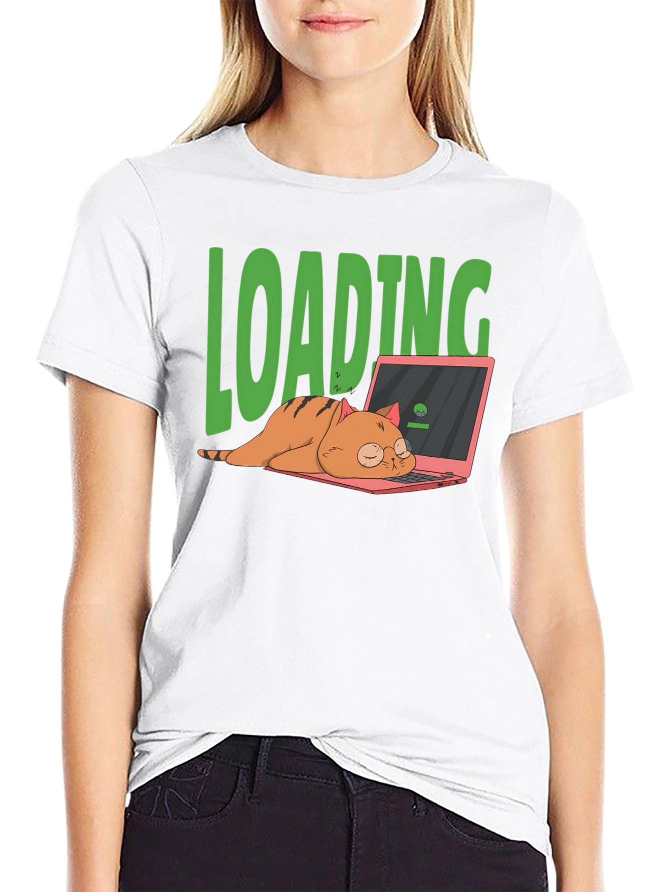 Loading Cat T-Shirt - Funny Computer Lover Tee