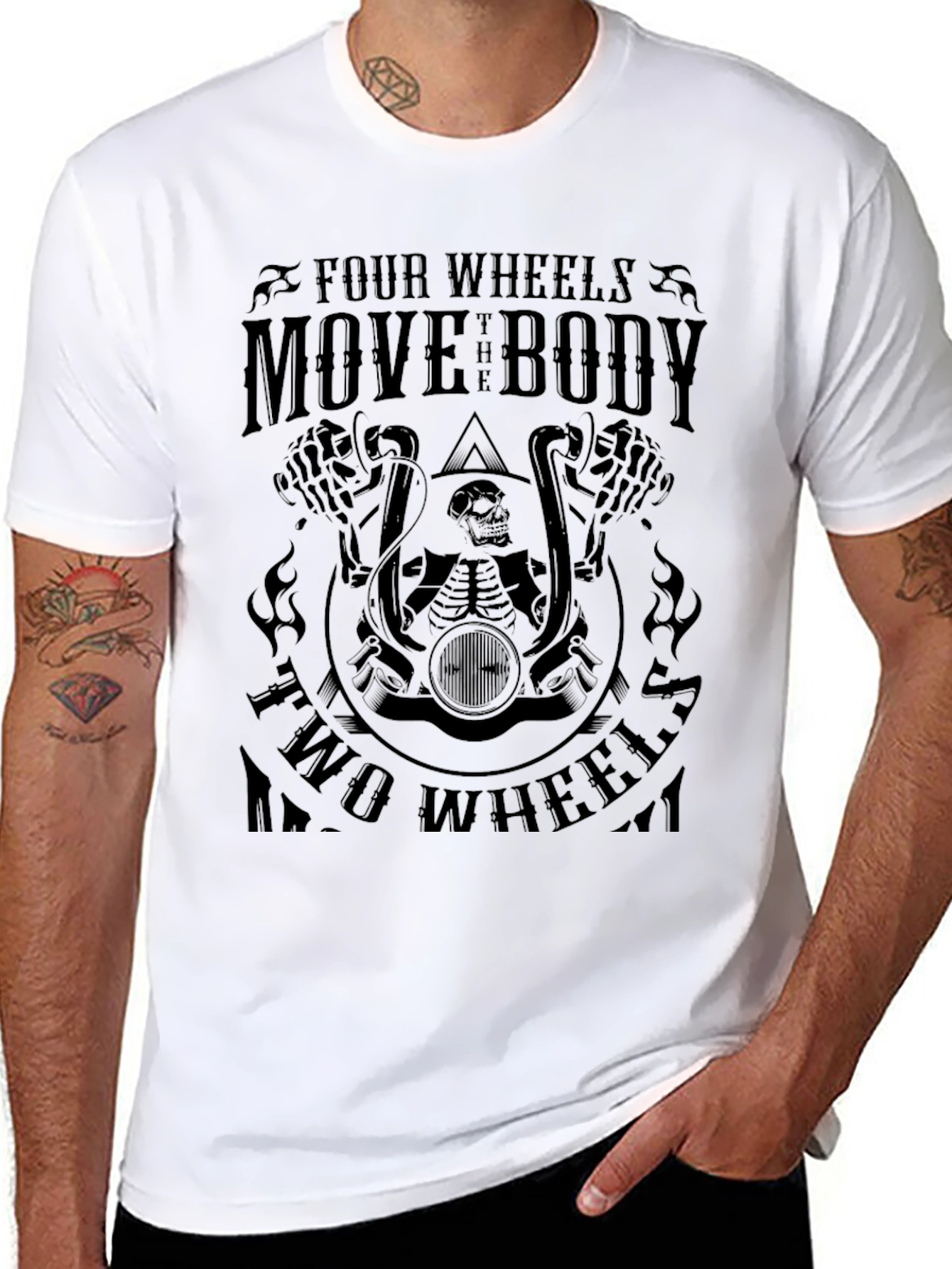 Biker T-Shirt - Four Wheels Move the Body