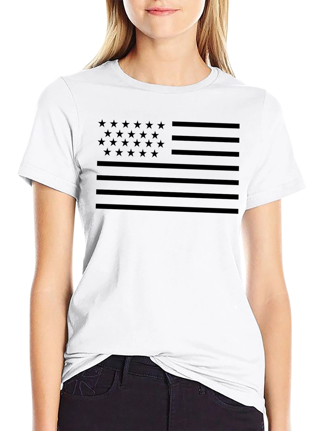 Stealth USA Flag T-Shirt - Black on Black
