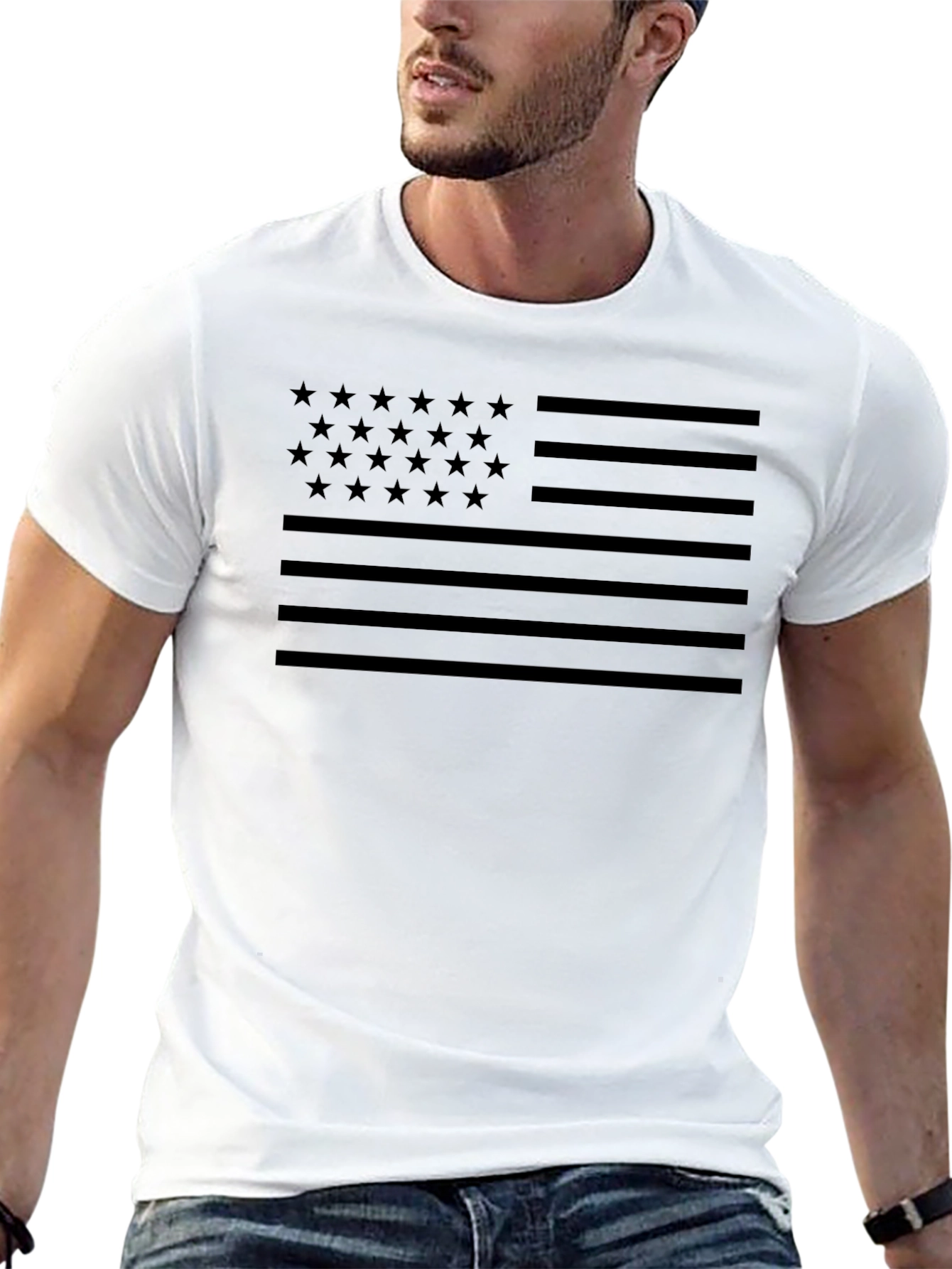 Stealth USA Flag T-Shirt - Black on Black