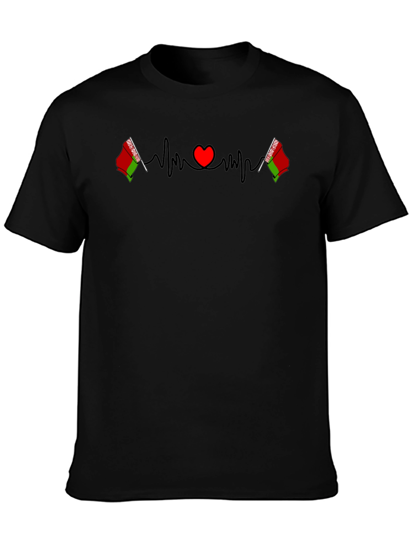 Belarus Heartbeat Flag Black T-Shirt