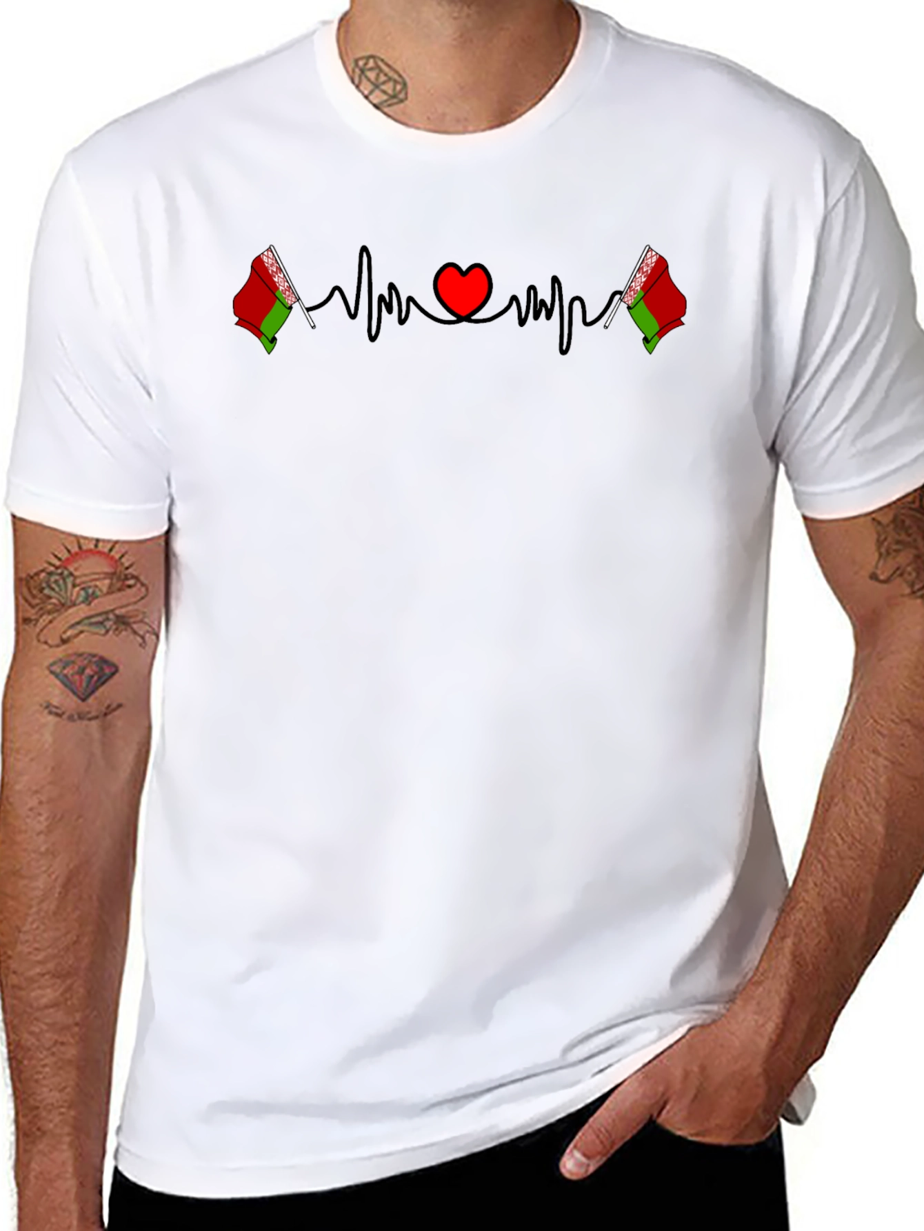 Belarus Heartbeat Flag Black T-Shirt
