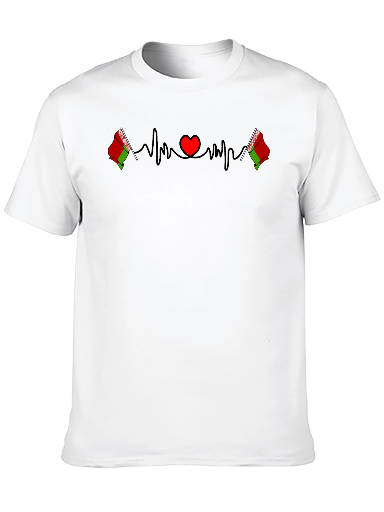 Belarus Heartbeat Flag Black T-Shirt