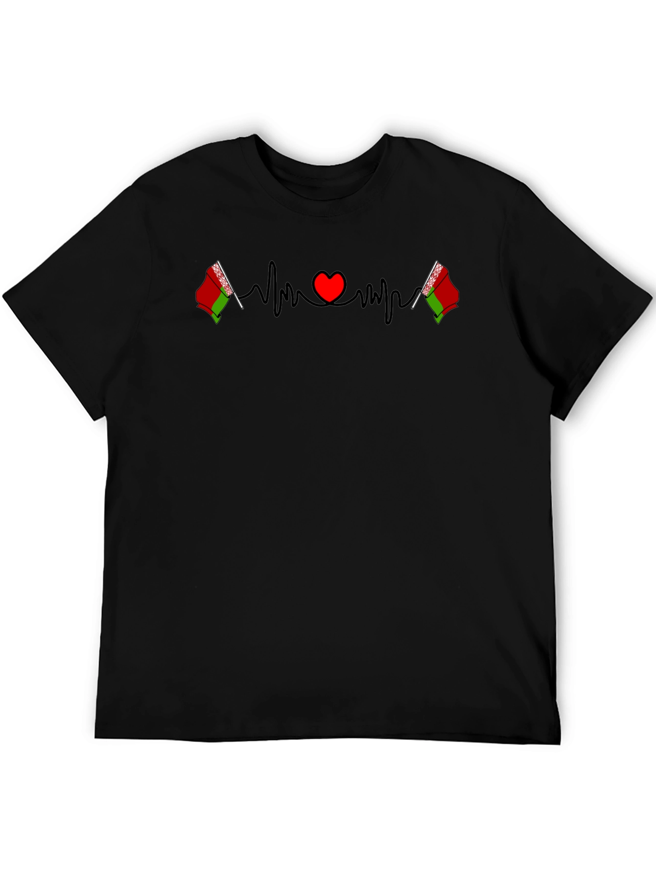 Belarus Heartbeat Flag Black T-Shirt
