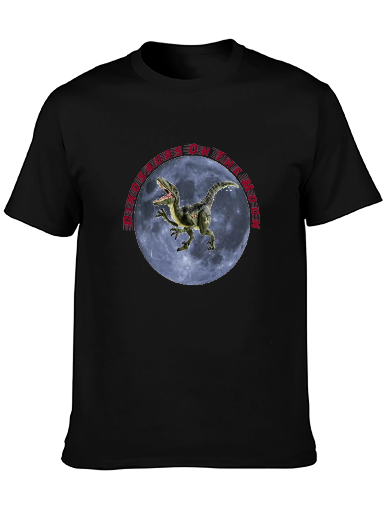 Dinosaurs on the Moon Black T-Shirt