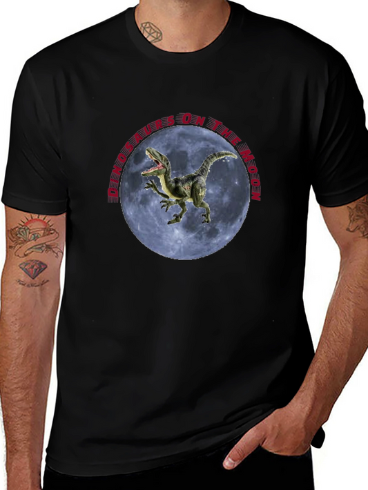 Dinosaurs on the Moon Black T-Shirt