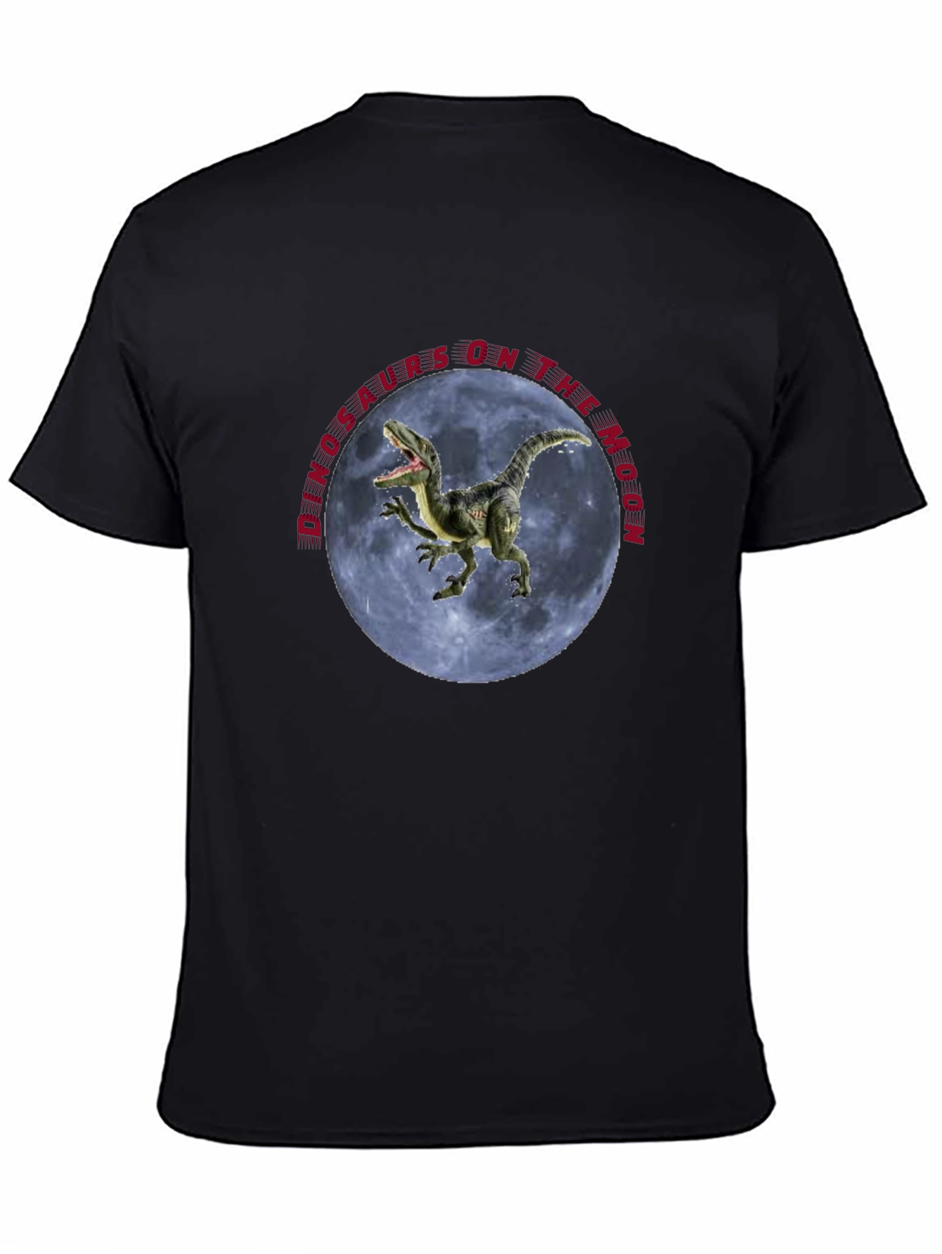 Dinosaurs on the Moon Black T-Shirt