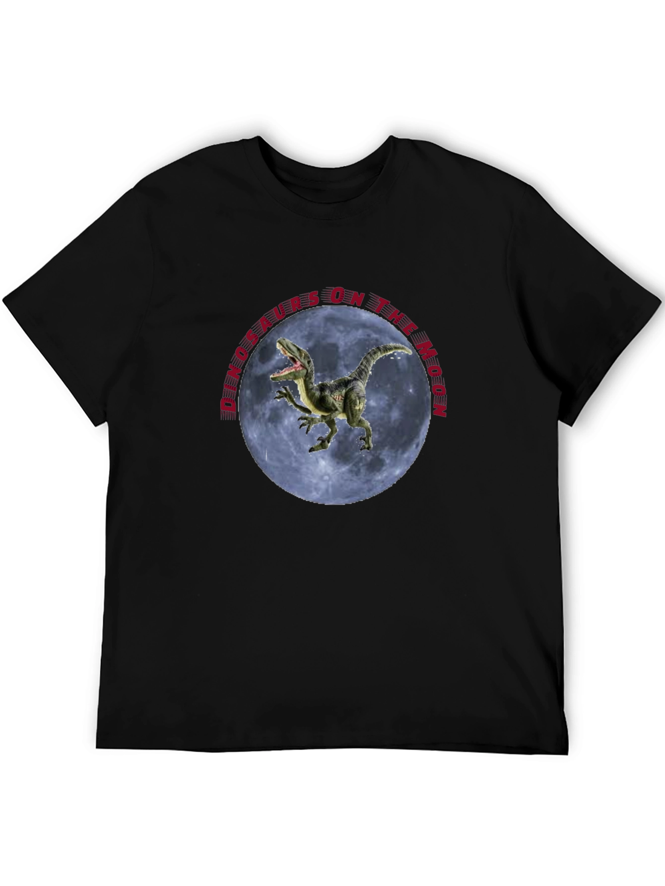 Dinosaurs on the Moon Black T-Shirt