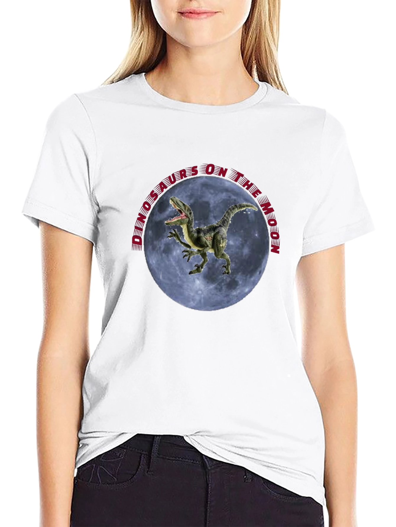 Dinosaurs on the Moon Black T-Shirt