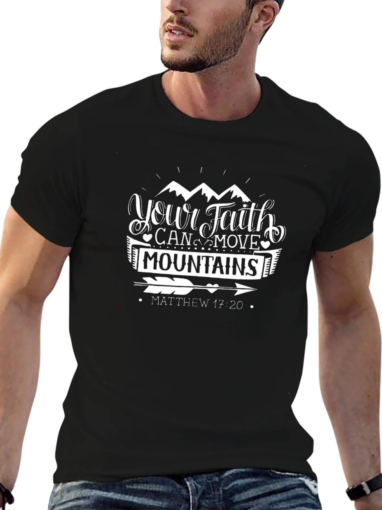 Faith Can Move Mountains Black Graphic Tee