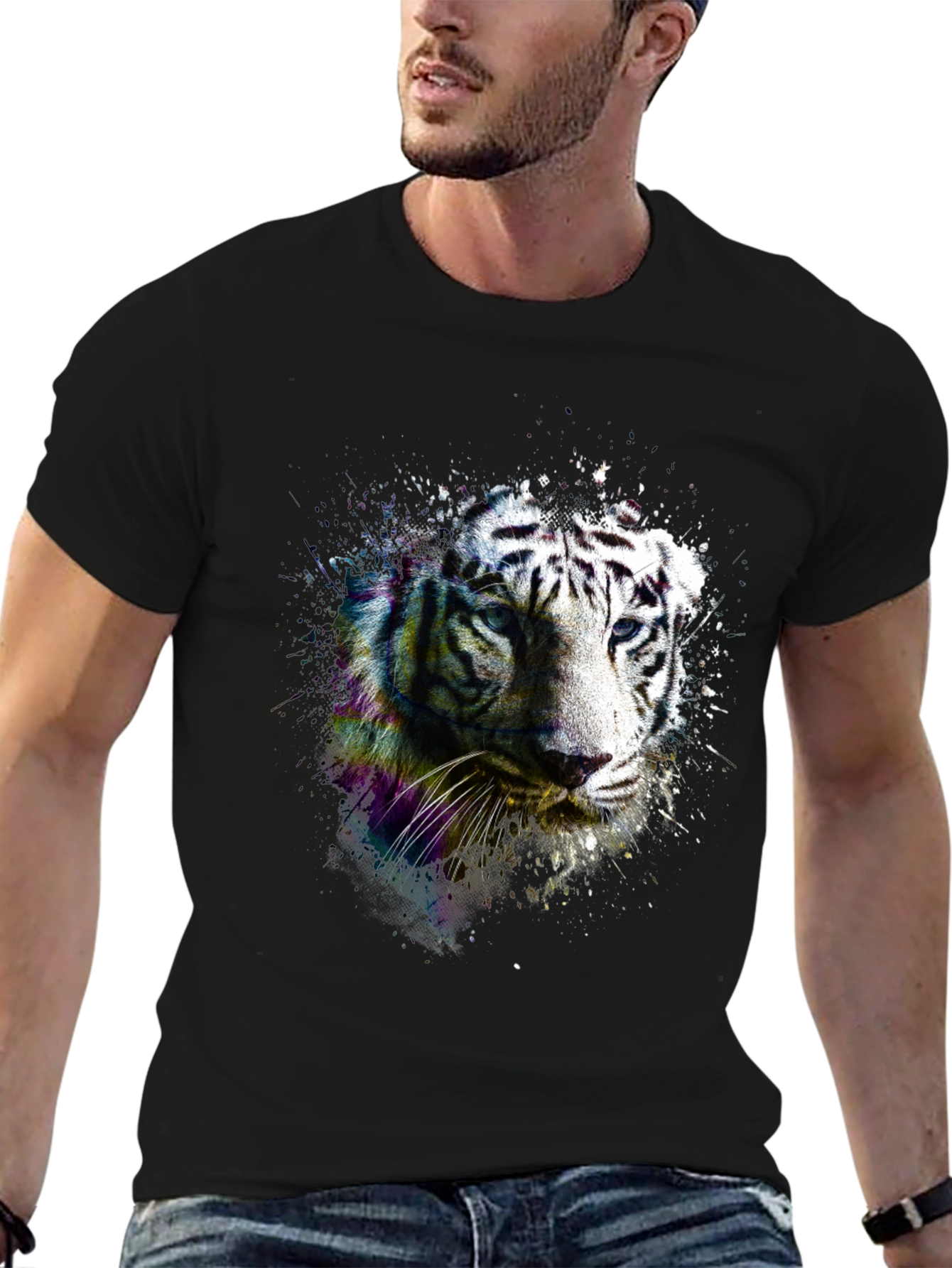 Black Tiger Graphic Tee - Mens Fashion