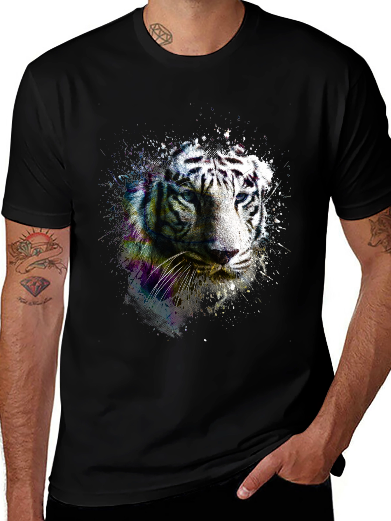 Black Tiger Graphic Tee - Mens Fashion