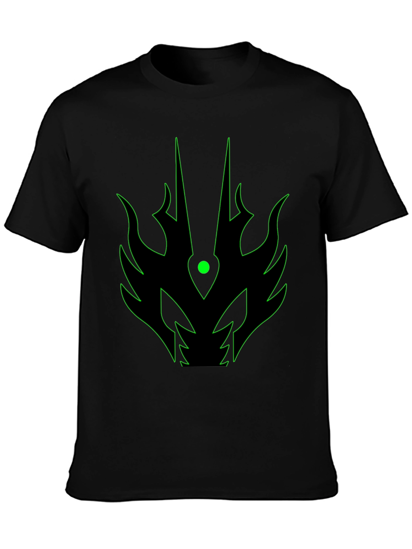 Mens Black T-Shirt with Green Dragon Graphic