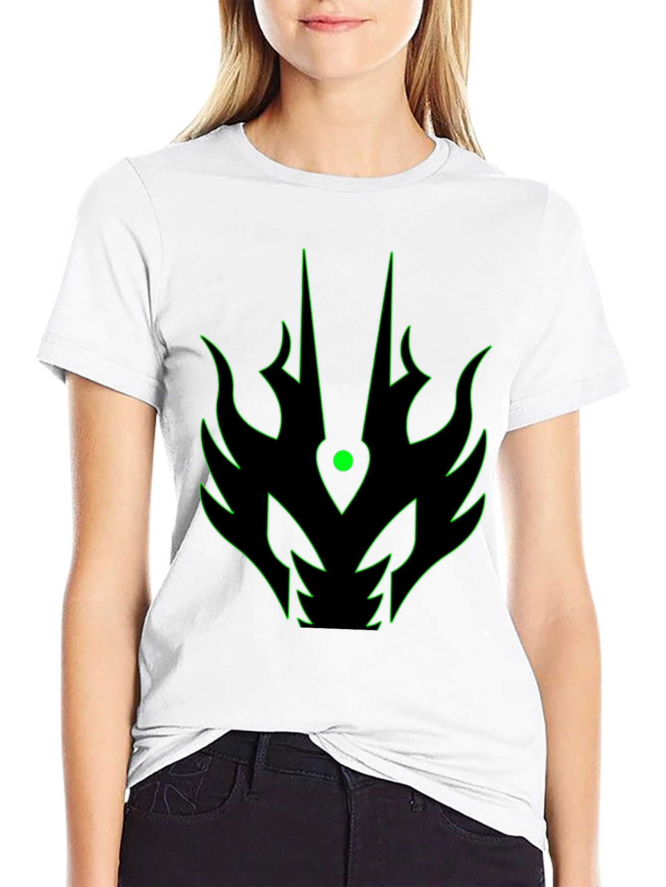Mens Black T-Shirt with Green Dragon Graphic