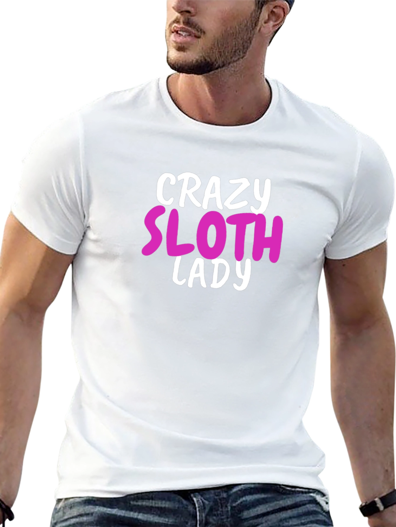 Crazy Sloth Lady Graphic Tee - Black Unisex T-Shirt