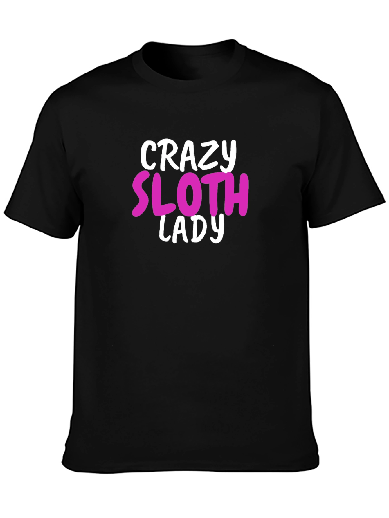 Crazy Sloth Lady Graphic Tee - Black Unisex T-Shirt