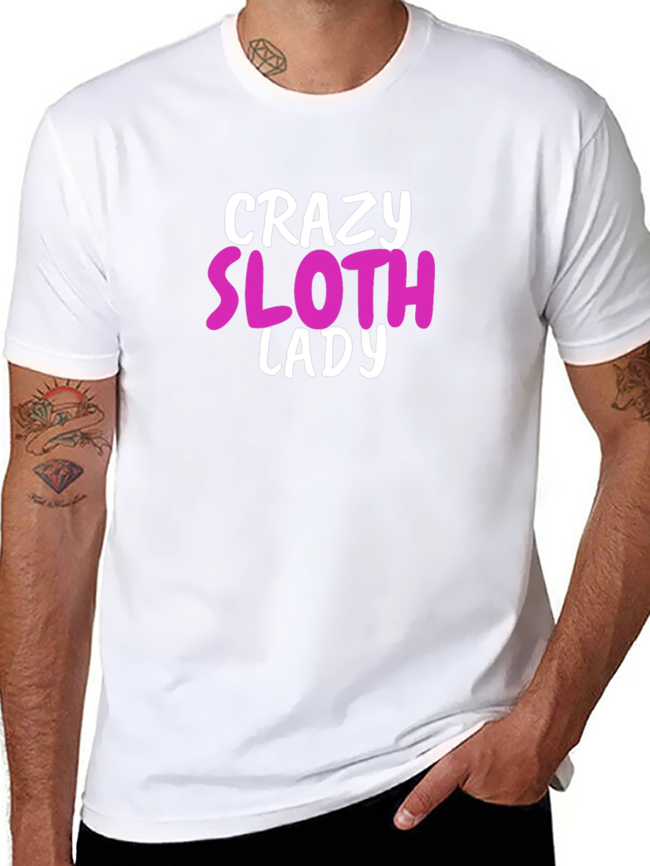 Crazy Sloth Lady Graphic Tee - Black Unisex T-Shirt