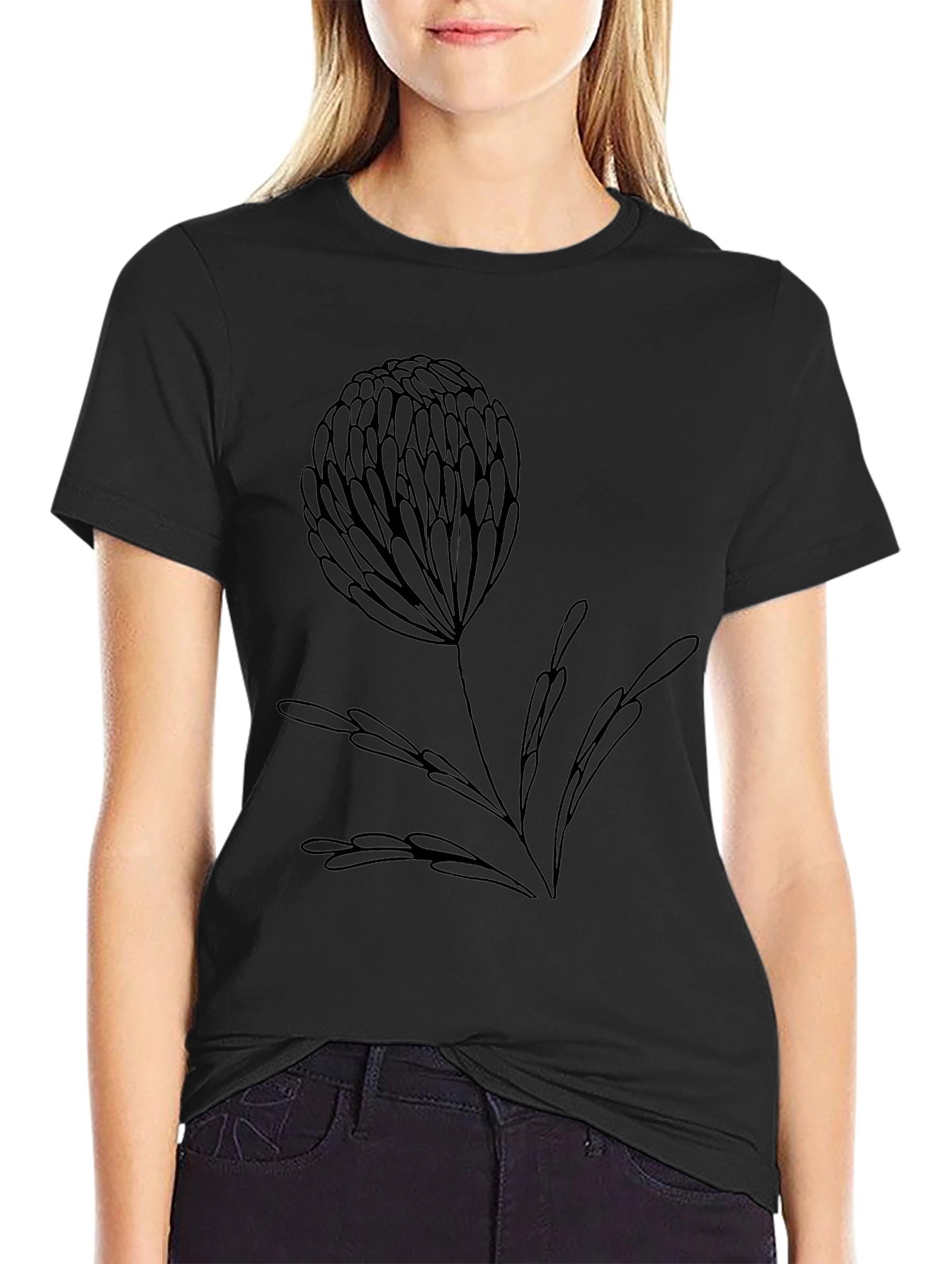 Elegant Black Floral Tee