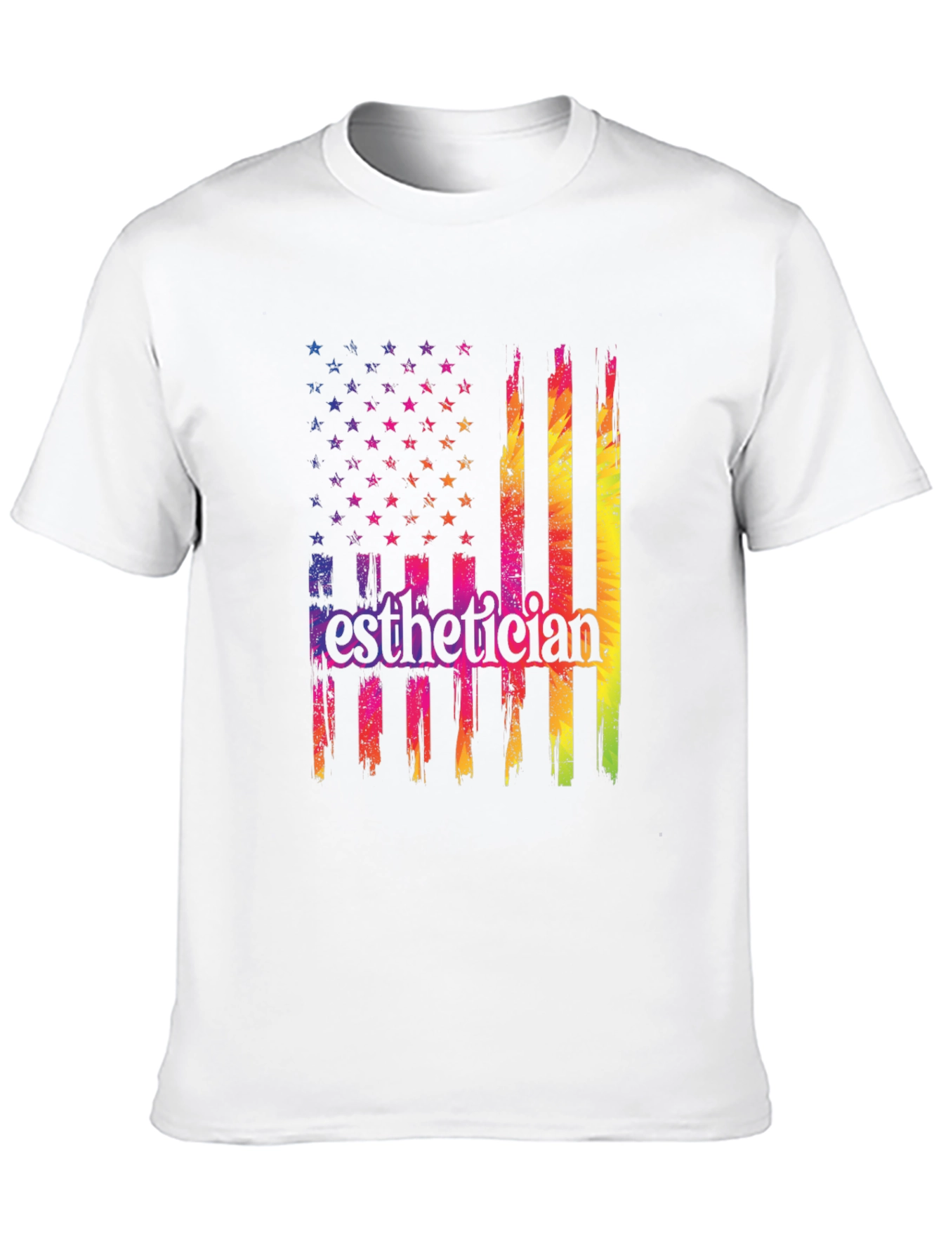 Esthetician USA Flag T-Shirt Patriotic Rainbow