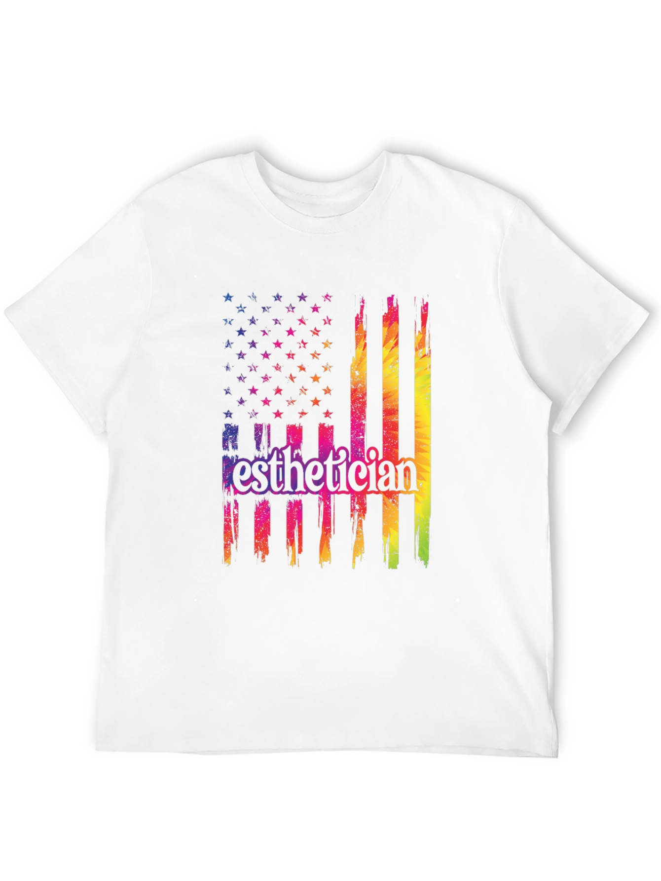 Esthetician USA Flag T-Shirt Patriotic Rainbow