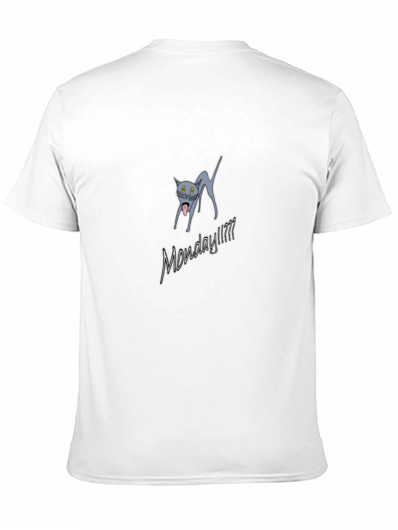 Monday Cat Graphic Tee - Black Casual T-Shirt