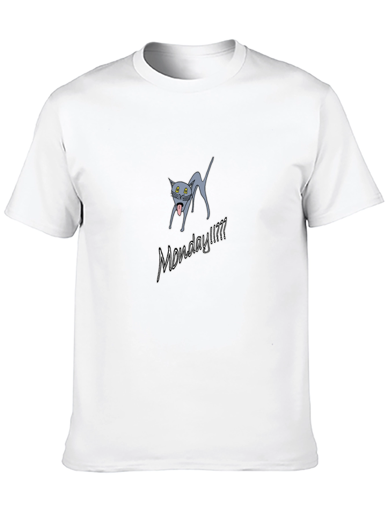 Monday Cat Graphic Tee - Black Casual T-Shirt