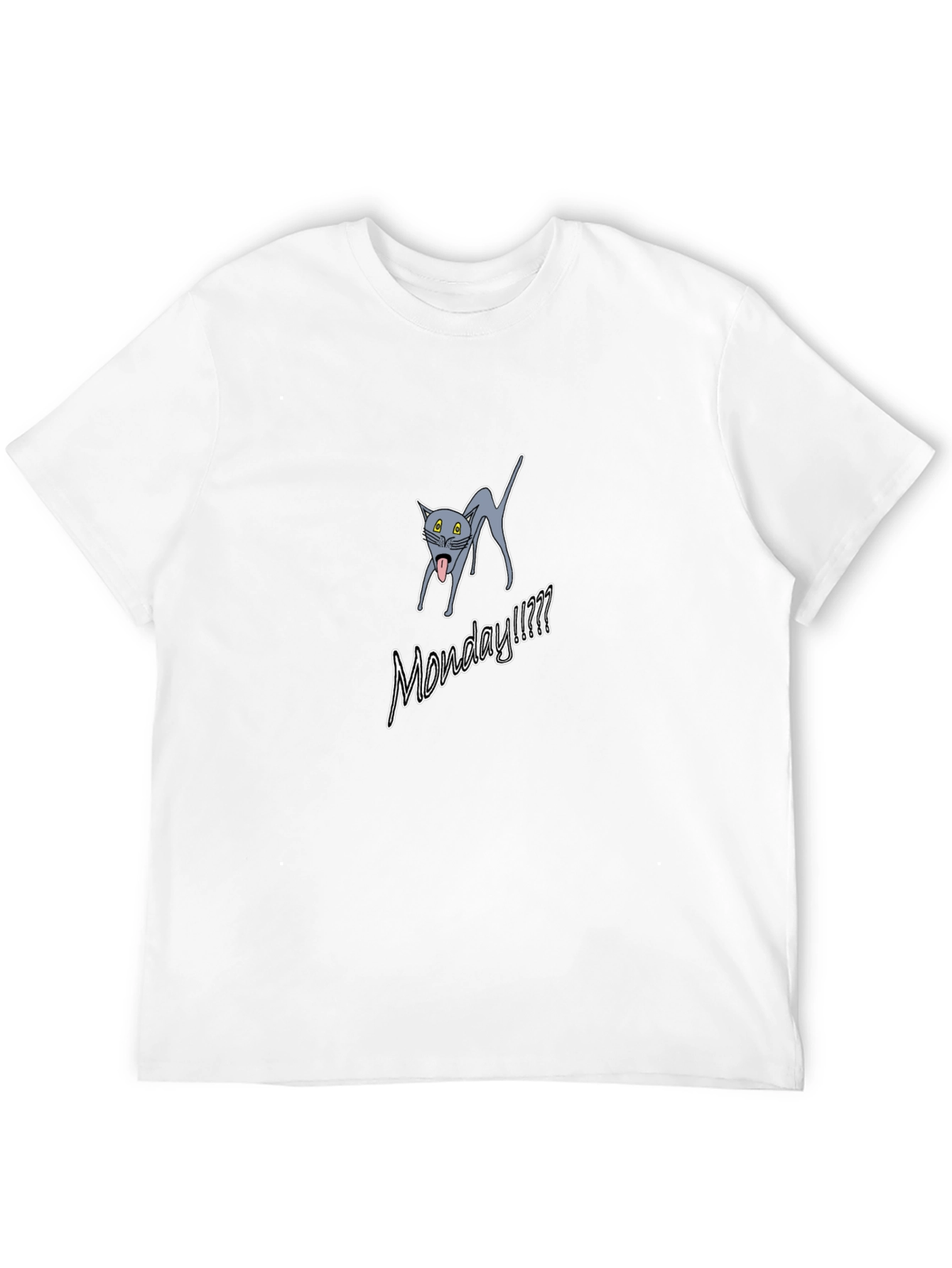 Monday Cat Graphic Tee - Black Casual T-Shirt
