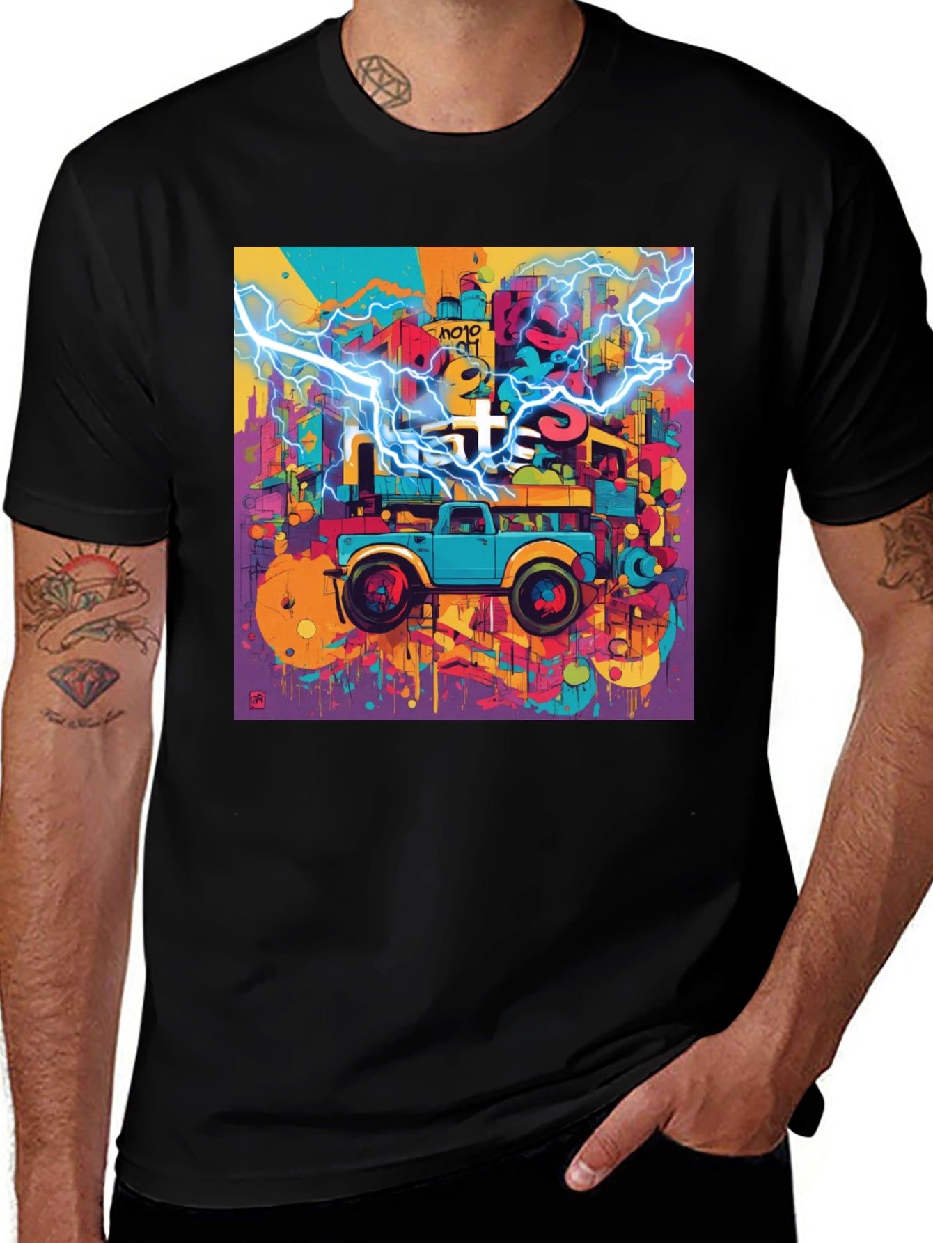 Vibrant Cityscape Truck Graphic Tee